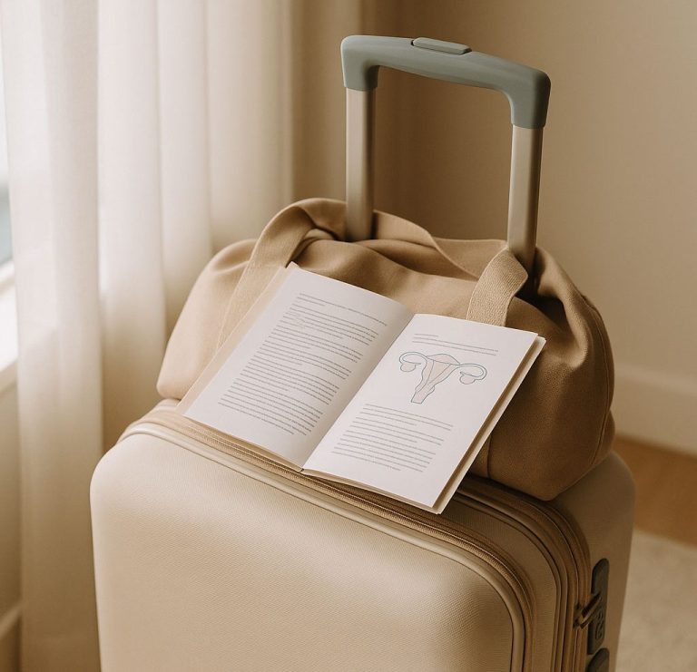 Reproduktionsreise mit Koffer